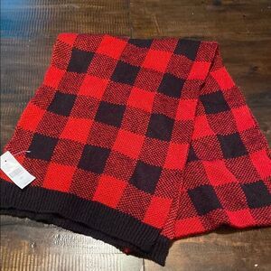 Lane Bryant Red and Black Checkered Sweater scarf NWT